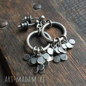 treendy minimalistyczne kolczyki ze srebra - listki, srebro oksydowane biżuteria
