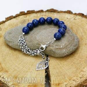 handmade bransoletka lapis lazuli w stali szlachetnej