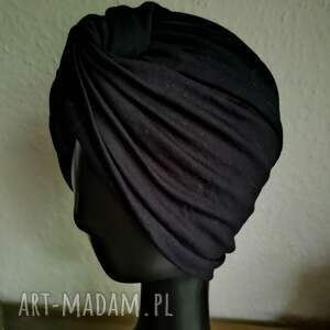 handmade czapki turban granatowa czern dzianinowy uniwersalny, wiosenny, imprezowy