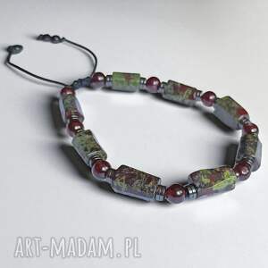 kaktusia premium jaspis smocza krew i granat długość regulowana, unikat