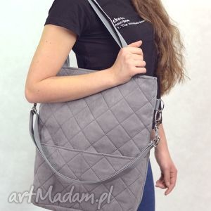 handmade torebki szara pikowana torba na ramię do noszenia na skos