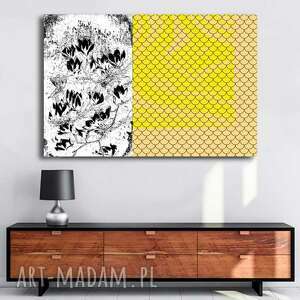 obraz na płótnie abstrakcja z magnolią 120x80, nowoczesne, kwiaty grafiki