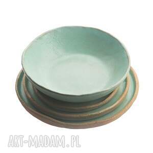 ręcznie zrobione ceramika zestaw czterech talerzy