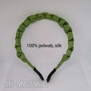 drobna, pleciona jedwabna opaska na głowę