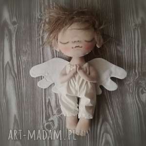 aniołek dekoracja ścienna - figurka tekstylna ręcznie szyta i malowana