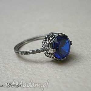 ręcznie robione koronkowy cobalt - pierścionek