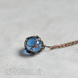 orb blue - naszyjnik ze szklaną kulą, prezent dla niej