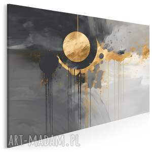 obraz na płótnie - abstrakcja księżyc złoty - 120x80 cm