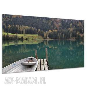 Obraz na płótnie łódka i jezioro 120x80 cm