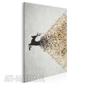 obraz na płótnie - jeleń beżowy brązowy w pionie - 50x70 cm