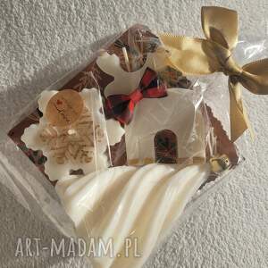 zestaw upominkowy świec sojowych handmade dekoracje, prezent, boże narodzenie