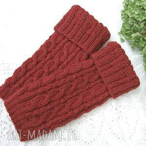 getry, podkolanówki, wełniane ocieplacze na nogi - czerwone, prezent dla niej