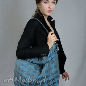 handmade torebki hobo XXL "pepitka c. C." - silver blue