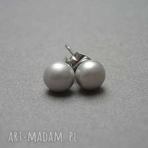 alloys collection /pearls/siwy/ - kolczyki, stal, perły, słodkowodne, sztyfty