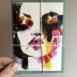 muse 3, wydruk w rozmiarze pocztówki, ilustracja modowa, portret kobiety