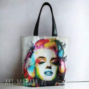 torba shopper marilyn monroe ikona tęczowa torebka z grafiką ramię