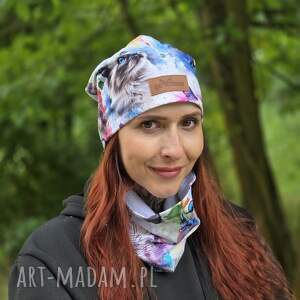 Bawełniana w koty, czapka, kolorowa, kot, bawełna