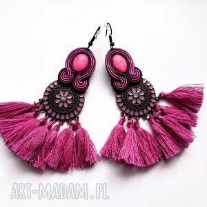 amarantus kolczyki sutaszowe ręcznie haftowane