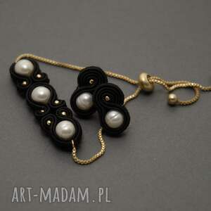 komplet biżuterii sutasz z perłami sznurek, wyjściowe delikatne, eleganckie