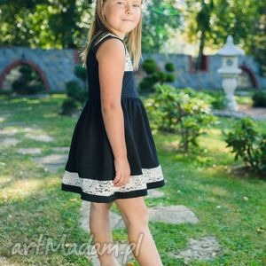 sukienka bella black - dziecięca, mrugała koronka, elegancka