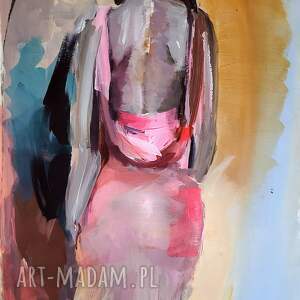 neon pink - 56x97, kobieta obraz, malarstwo kobiece, obrazy kobiece duże
