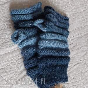 handmade rękawiczki mitenki gąsienniczki jeansowe