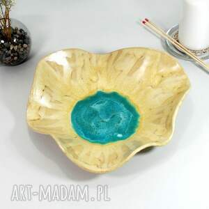 Prezent Duża misa dekoracyjna - turkusowa muszla, ceramiczna