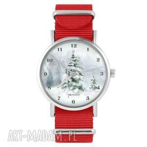 zegarki zegarek - zimowy, choinka czerwony, nylonowy, typ militarny, prezent