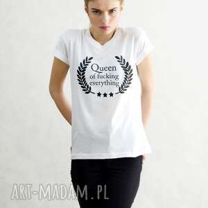 ręcznie wykonane koszulki queen t-shirt white defence