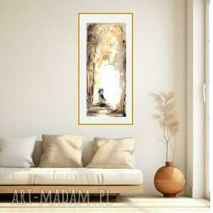 grafika z akwarelą o wymiarach 30cm x 73cm, para, spacer