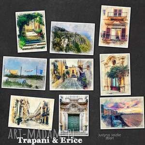 trapani i erice w akwareli - zestaw 9 grafik w rozmiarze 13x18 cm