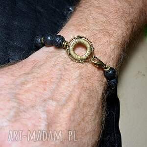 ręcznie zrobione męska bransoletka z lawy z kołem ratunkowym miły prezent handmade może