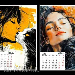 kalendarz 2026 kocham cię kocie 13x18 cm, prezent kotem kot