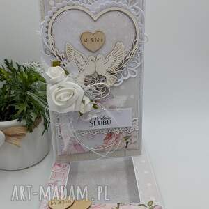 kartka dl dniu ślubu z pudełkiem pamiatka slubna