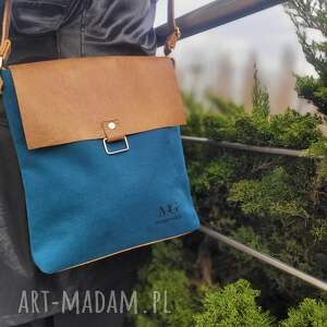 Listonoszka z klapką Ada kolor morski ciemny