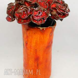 piękny wielki komplet na walentynki kwiaty ceramiczne róże 9sz wazon handmade