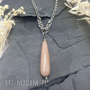 naszyjnik chainmaille - kamień słoneczny (naszyjnik z kamieniem, stal szlachetna)