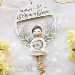 Prezent Pamiątka Komunii dla chłopca - anioł na obręczy