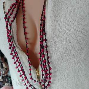 Naszyjnik Czerwone Korale2, korale długie sznurek