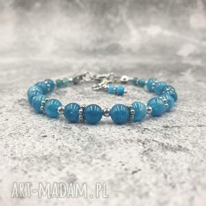 Bransoletka niebiański błękit - jadeit apatytowy, apatyt