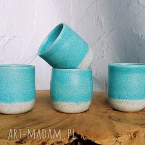 handmade ceramika komplet dwóch czarek do espresso prezent dla dwojga turkusowe