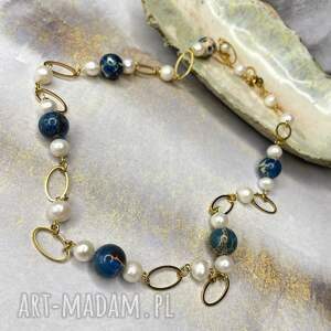 Złocony naszyjnik z jaspisami i perłami c1347, jaspisem