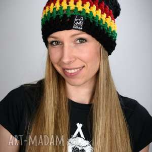 czapka rasta 03 - czarna, zimowa gruba reggae, jamajka, święta