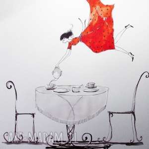 adriana laube art czas na herbatkę praca akwarelą i piórkiem artystki plastyka
