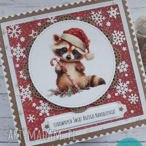 pomysł na upominki na święta Kartka świąteczna z uroczym szopem