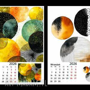 kalendarz 2026 abstrakcja 13x18 cm, planner, prezent, kolory