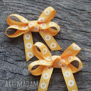 handmade dla dziecka spinki do włosów kokardki loop bows żółte