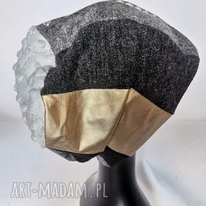 czapka z metalicznym patchworkowa na podszewce dobra codzienne noszenie