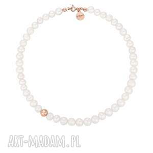 Naszyjnik z różowego złota z pereł naturalnych z kulką