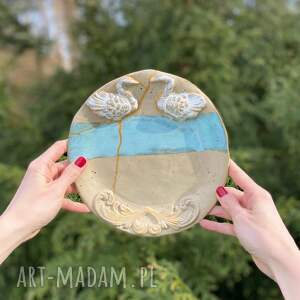 handmade ceramika talerz ceramiczny łabędzie